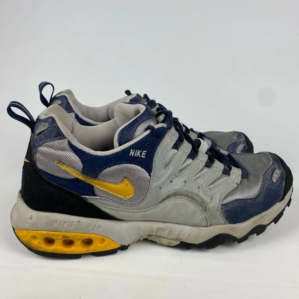 Nike‎ Air Terra Albis Mens 13 Silver Navy Yellow 1998 VTG Trail Shoes 104113-071
